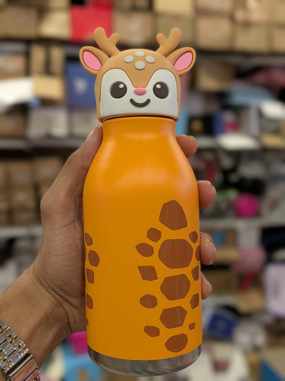 3D Animal Insulated Stainless Steel Water Bottle, 480ml, Safari Theme, Leak Proof Vacuum Flask for Kids and Adults
