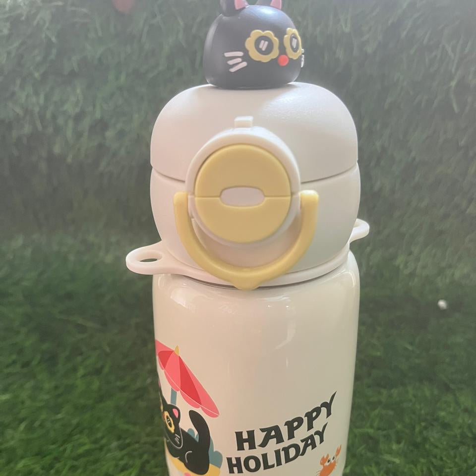Adorable 3D Character Kids' Water Bottles with Carrying Strap
